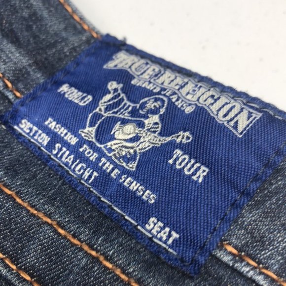 LIKE NEW TRUE RELIGION STRAIGHT JEANS 24x30 MADE IN USA 🇺🇸 - Picture 2 of 10
